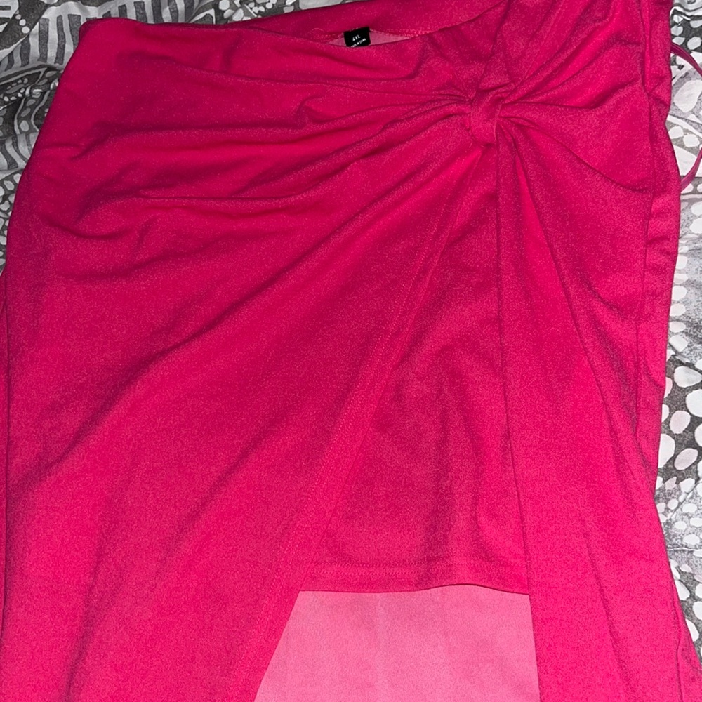 🎀Fuchsia Pink Bow Maxi skirt w/ side Slit🎀